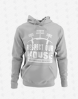 Athletic heather grey pullover hoodie with front puff print graphic and hood drawstrings.