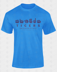 Blue unisex crew-neck T-shirt with blue “Tigers” and “Jackson State University” logo