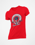 Red V-neck T-shirt with circular Tigers logo graphic and 'Let's Go Tigers' text