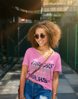 Purple retro short-sleeve T-shirt with v-neck and Tigers graphic print