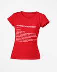 Unisex V-neck T-shirt, red, front text graphic