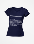 Unisex V-neck T-shirt, navy blue, front text graphic