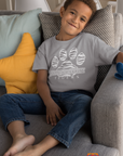 Gray toddler short-sleeve T-shirt with Tigers paw logo graphic on front