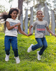 Athletic heather grey youth crewneck t-shirt with stacked TIGERS logo graphic