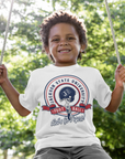 White youth T-shirt with circular JSU Tigers logo and 'Let's Go Tigers' graphic