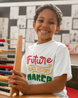 Kids short sleeve T-shirt in white with 'Future Black History Maker' multicolor print