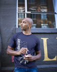 Unisex crewneck navy T-shirt with Jackson State tiger logo graphic