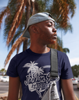 Navy blue short sleeve T-shirt with Tigers logo graphic on chest