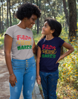 Pair of short sleeve T-shirts: light and navy with 'Future Black History Maker' graphic