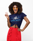 Navy blue unisex crewneck T-shirt with Code Blue tiger graphic and heartbeat waveform print