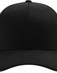 Black trucker cap with mesh back on a white background
