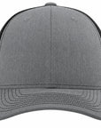 Gray and black trucker cap on a white background