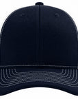 Black and white cap with a white stitching detail on a white background