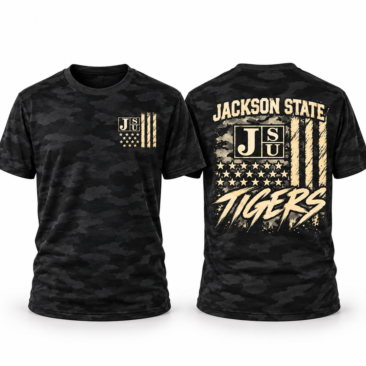 Jackson State Tigers Salute to Service Black Camo apparel product photo