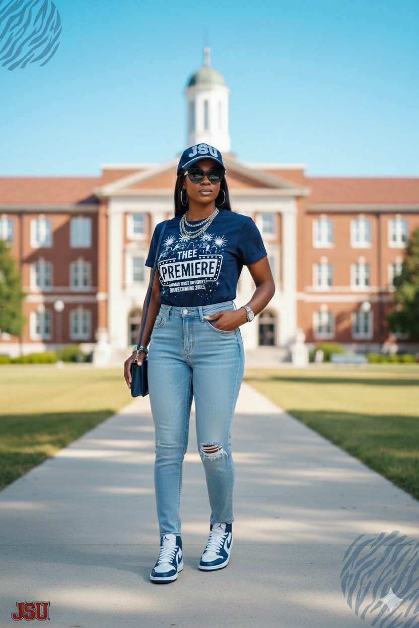 Navy kids crewneck T-shirt with “THEE PREMIERE” front event graphic