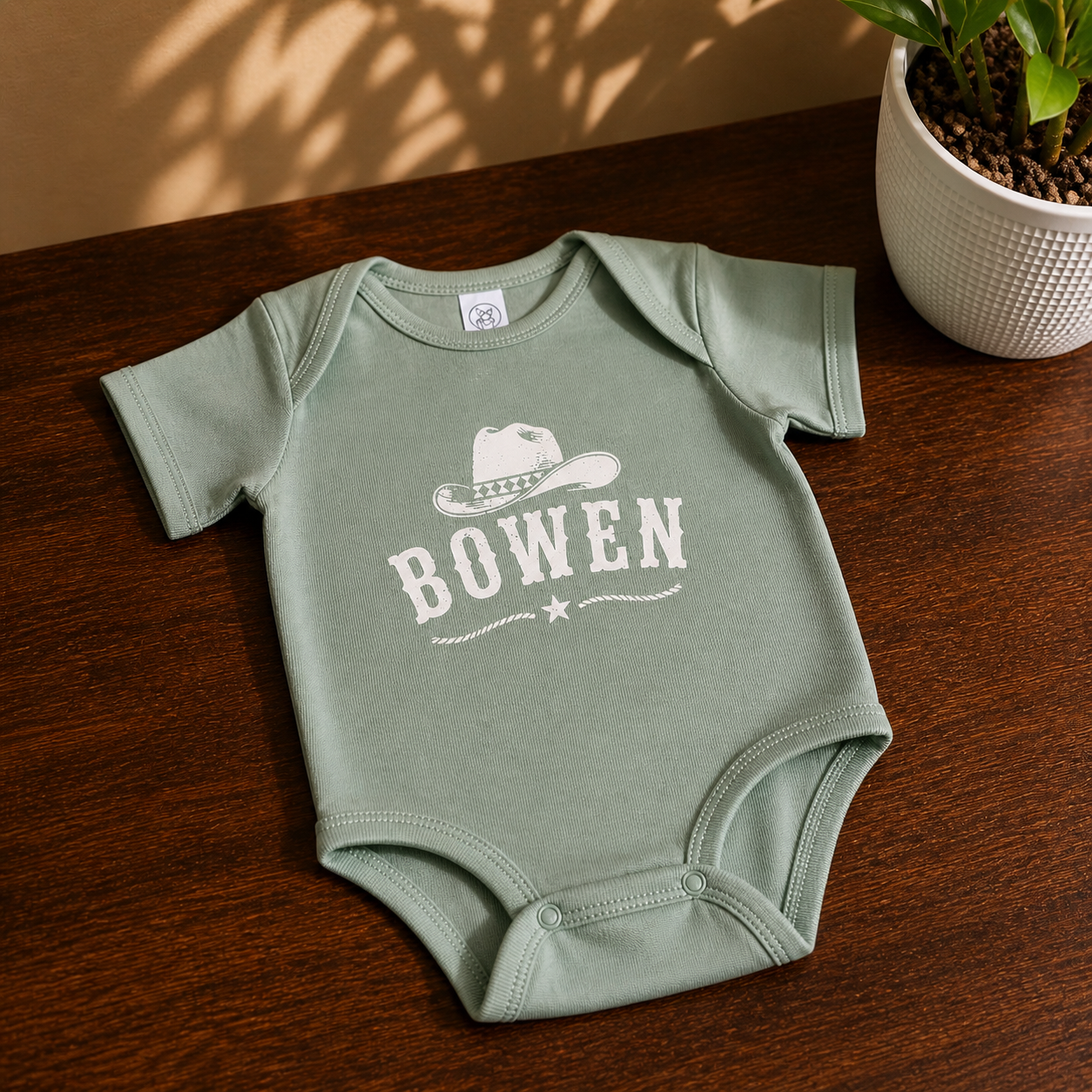 Custom Baby Cowboy Onesie with Name | Western Baby Bodysuit | Personalized Newborn Gift | Rustic Baby Outfit