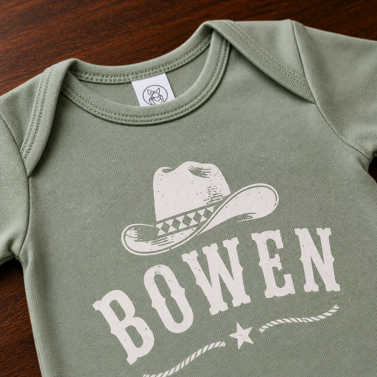 Custom Baby Cowboy Onesie with Name | Western Baby Bodysuit | Personalized Newborn Gift | Rustic Baby Outfit