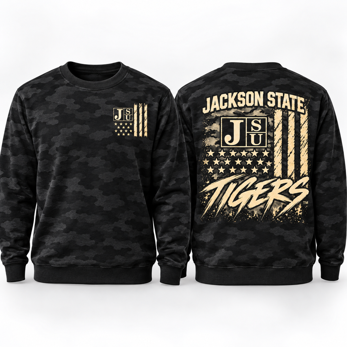 Jackson State Tigers Salute to Service Black Camo apparel product photo
