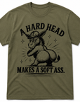 Olive green western graphic t-shirt with vintage donkey artwork and southern saying design