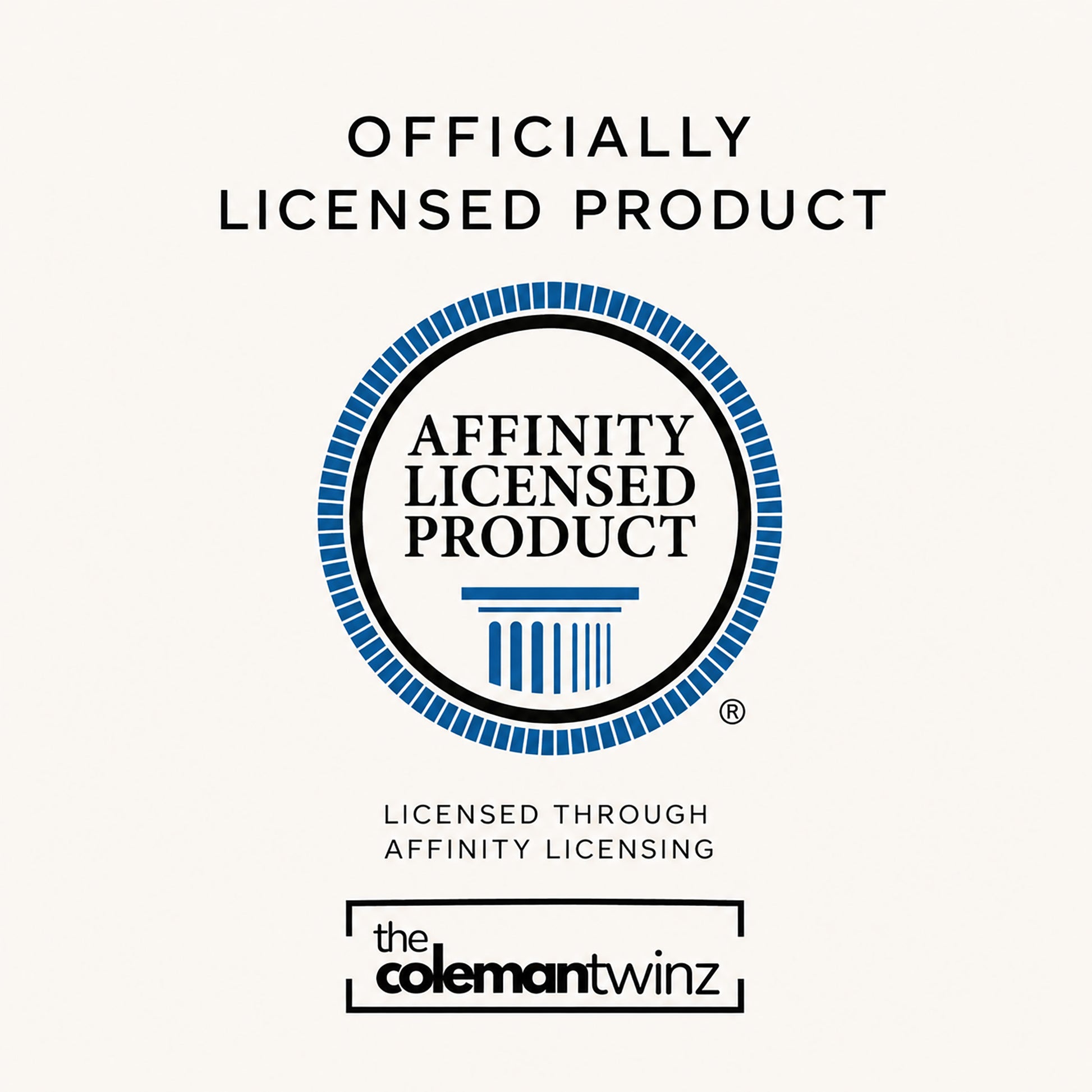Affinity Licensed Product logo with Coleman Twinz branding on a white background