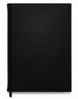 Black leather notebook on a white background