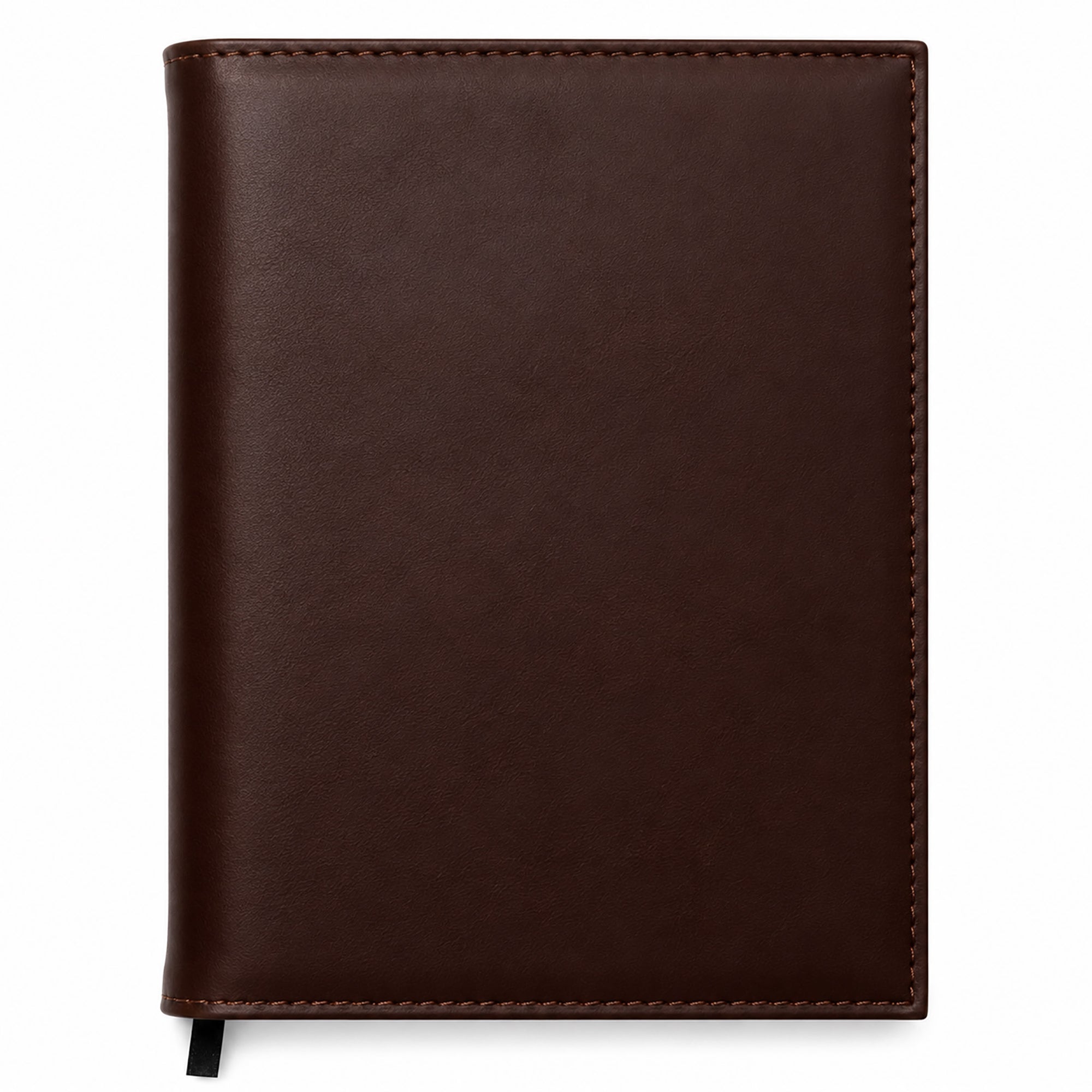 Brown leather notebook on a white background