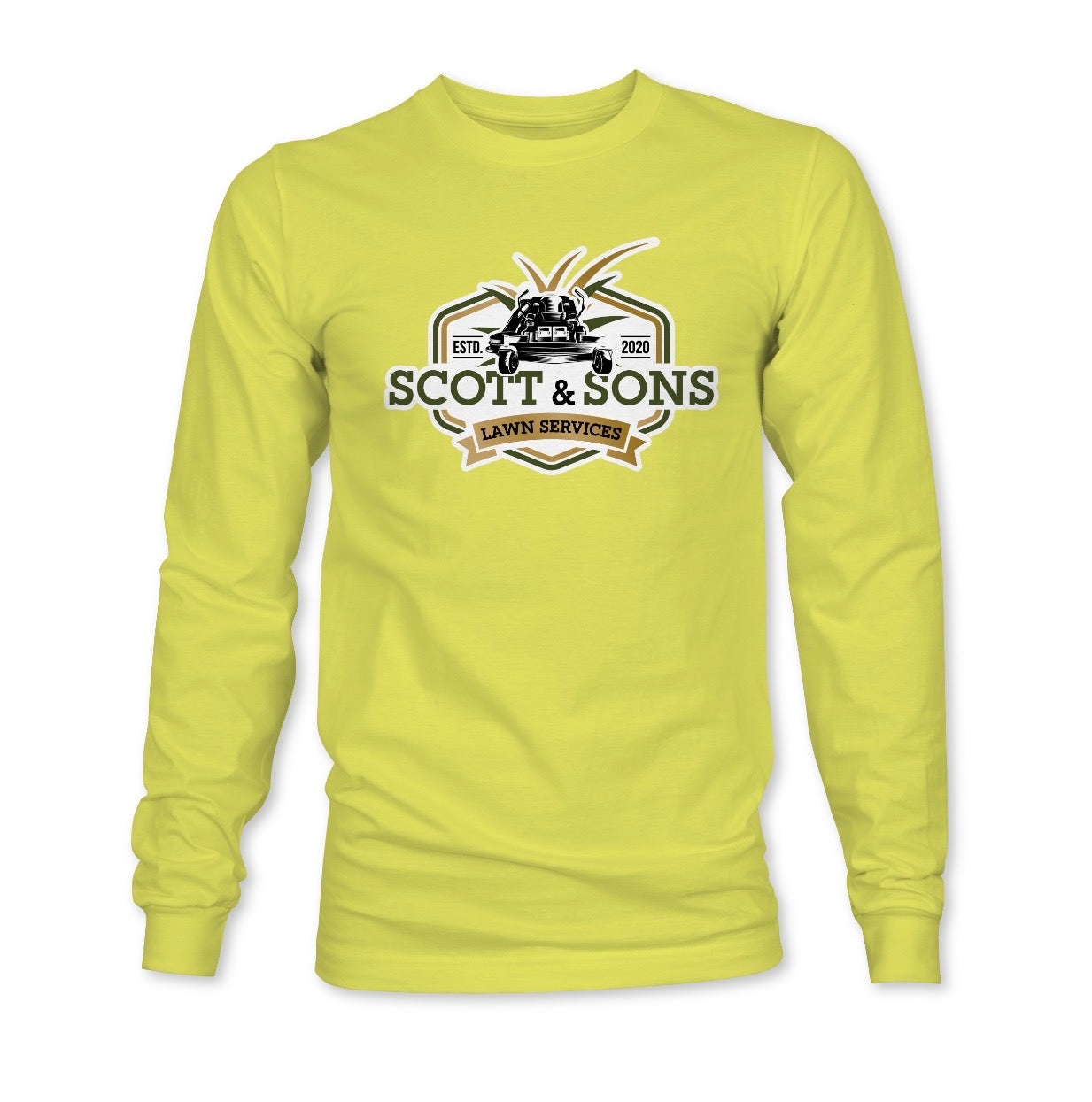 Scott & Sons Lawn Care Long Sleeve Dry Fit Shirt – Safety Colors