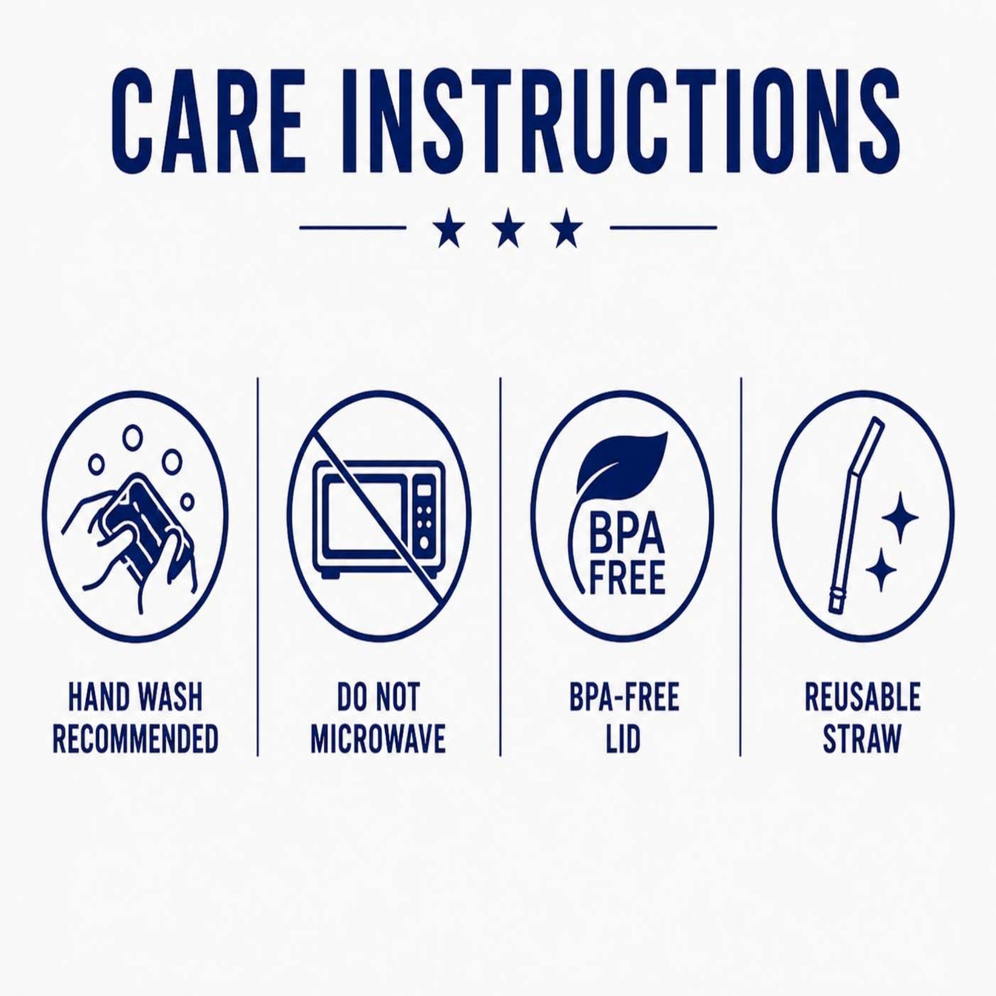 Care instructions for a product with icons and text on a white background