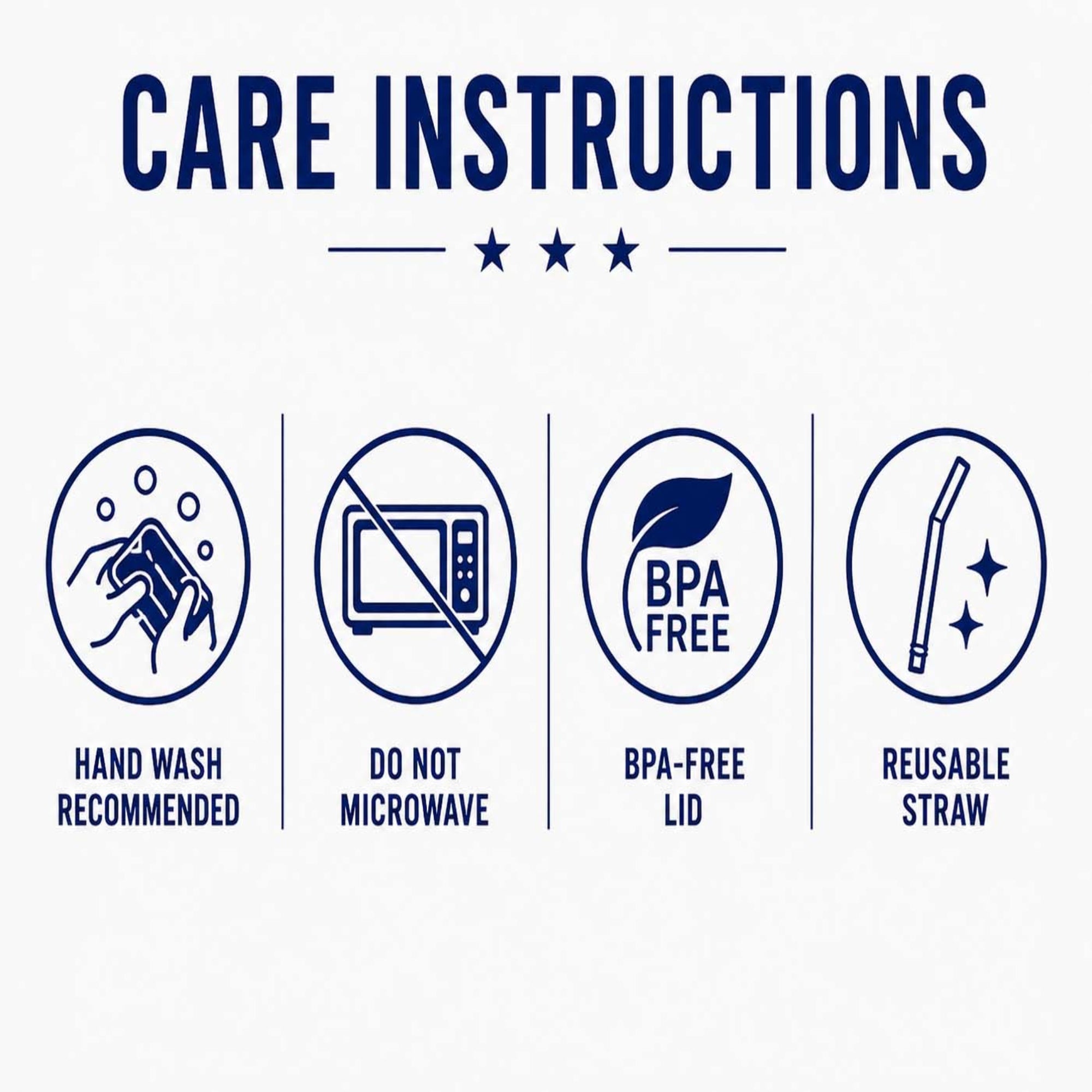 Care instructions for a product with icons and text on a white background