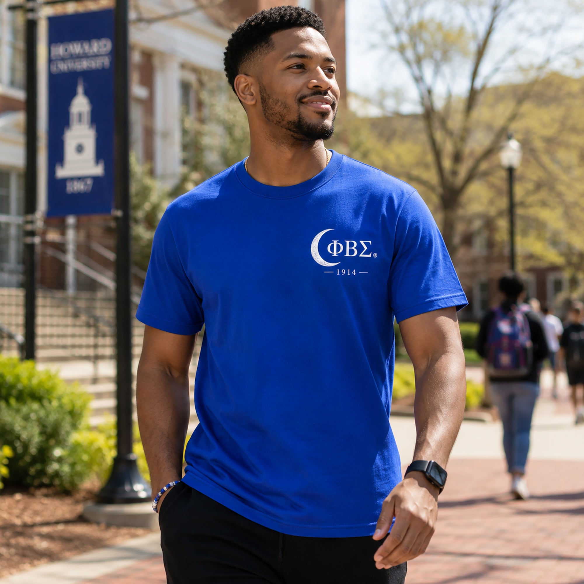 Front view of Phi Beta Sigma 1914 shirt featuring distressed Greek letter design and founding year 1914