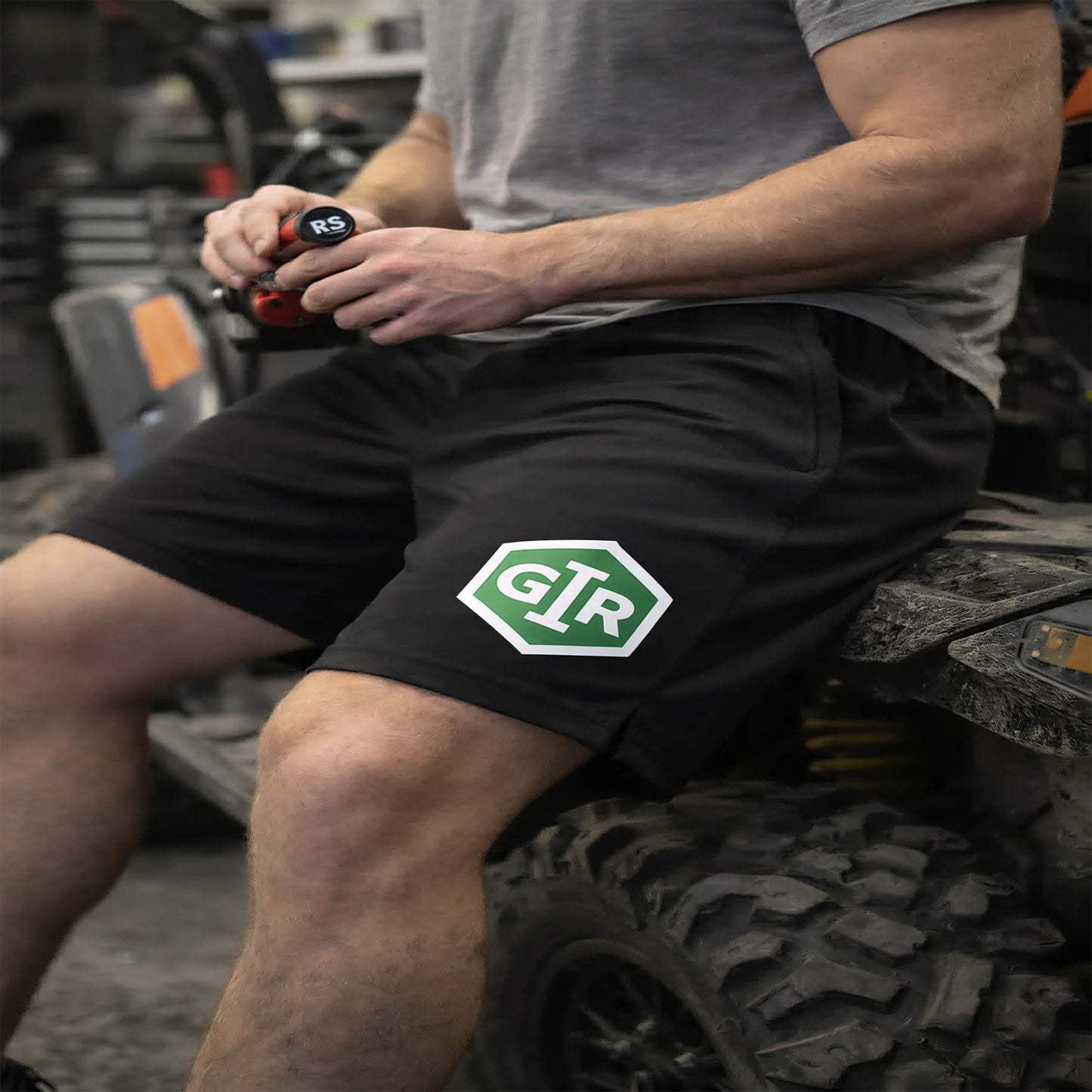 Custom ATV and SXS branded shorts lifestyle shot