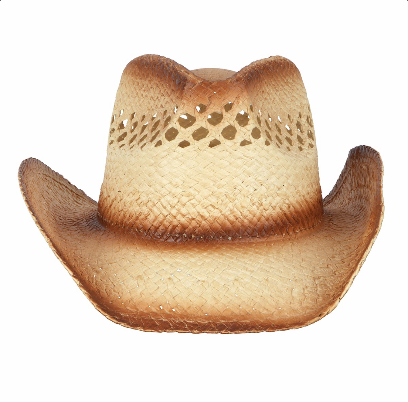 Jackson State University JSU Faded Straw Cowboy Hat with Engraved Leather Patch