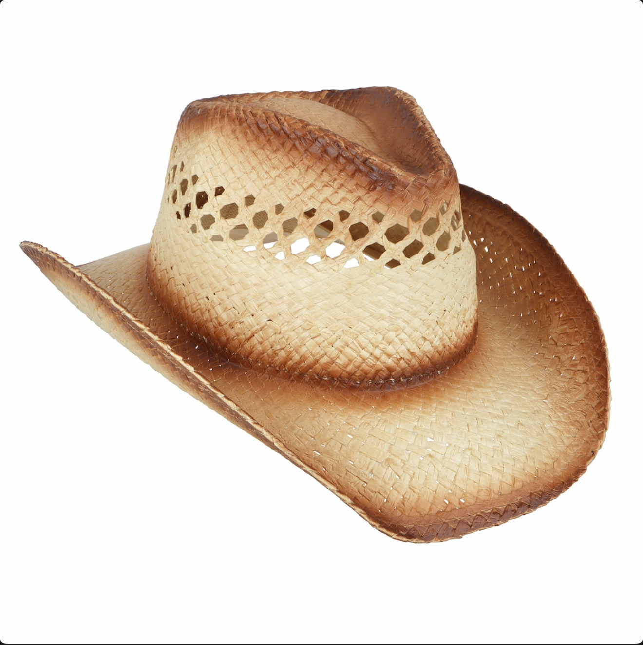 Jackson State University JSU Faded Straw Cowboy Hat with Engraved Leather Patch