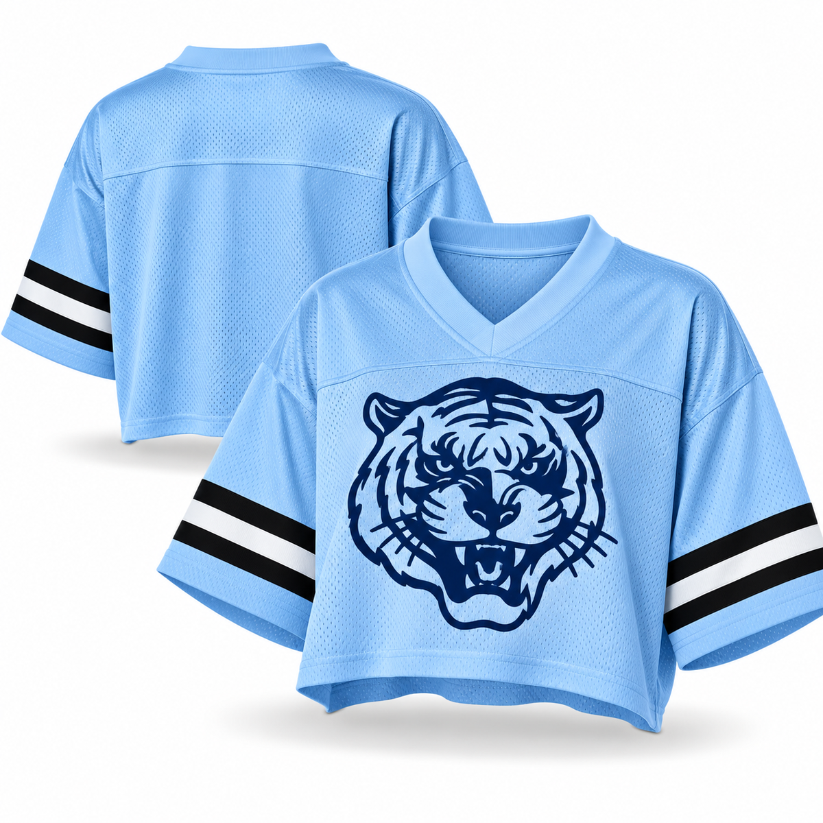 Jackson State Tigers Tiger Head Women’s Cropped Mesh Football Jersey