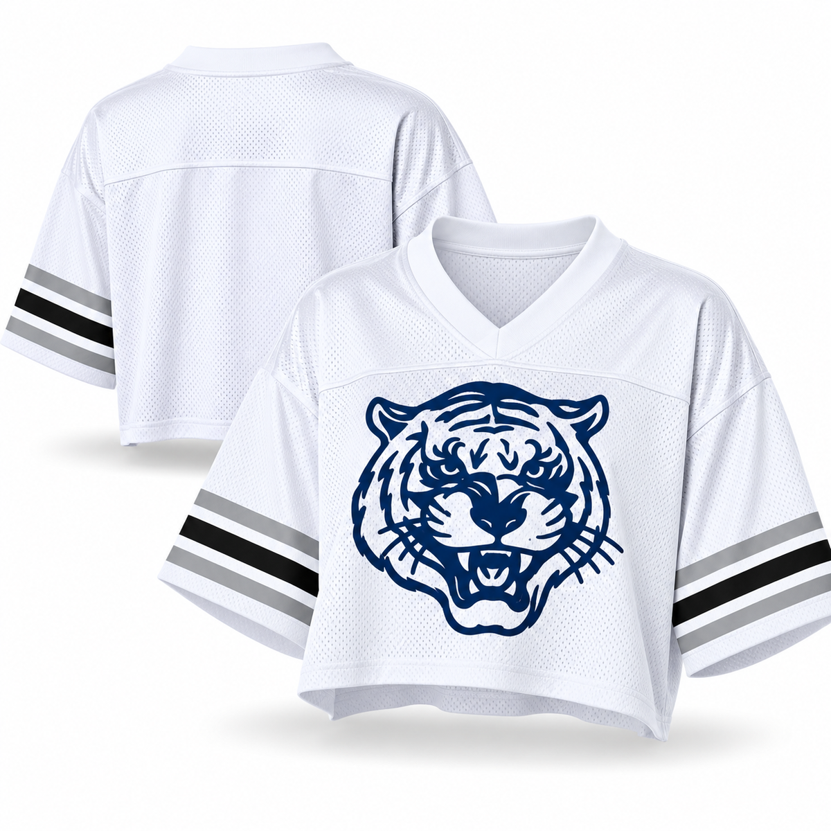 Jackson State Tigers Tiger Head Women’s Cropped Mesh Football Jersey