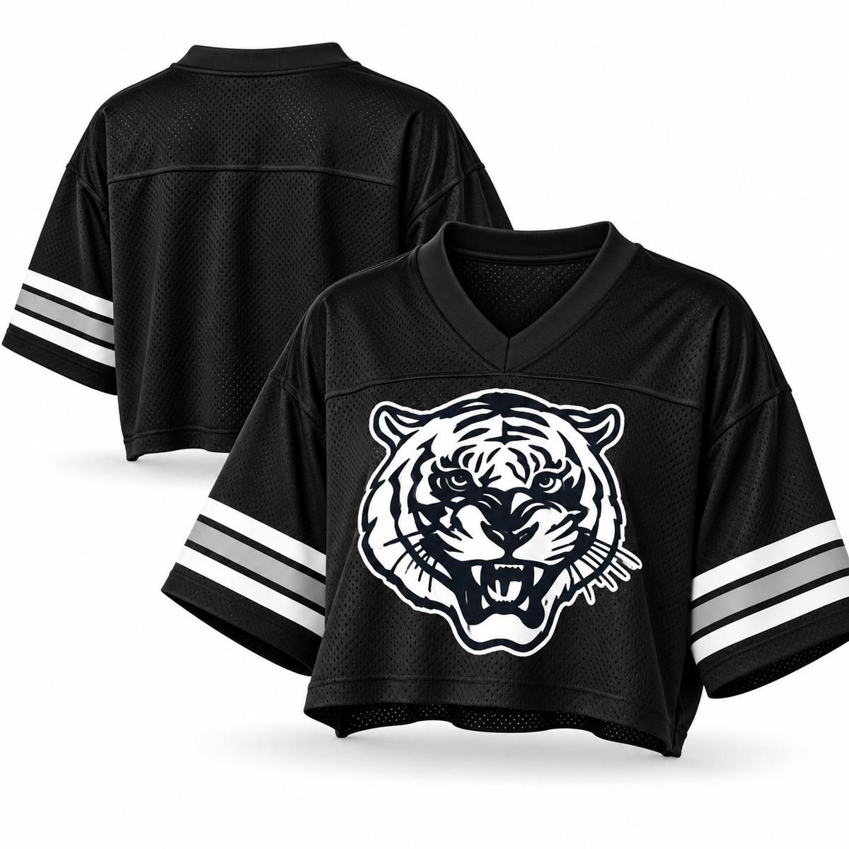 Jackson State Tigers Tiger Head Women’s Cropped Mesh Football Jersey