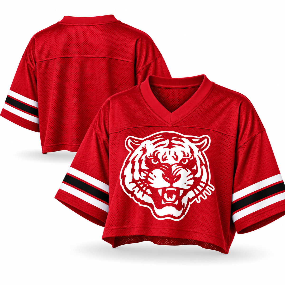 Jackson State Tigers Tiger Head Women’s Cropped Mesh Football Jersey