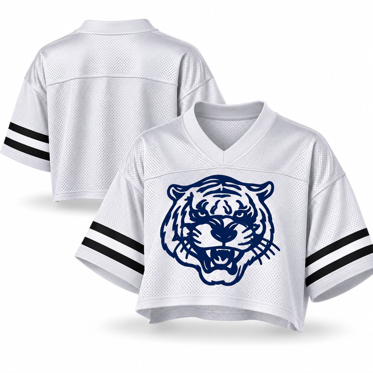 Jackson State Tigers Tiger Head Women’s Cropped Mesh Football Jersey