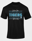 Black short-sleeve T-shirt with blue Tigers front graphic
