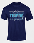 Navy blue short-sleeve T-shirt with blue Tigers front graphic