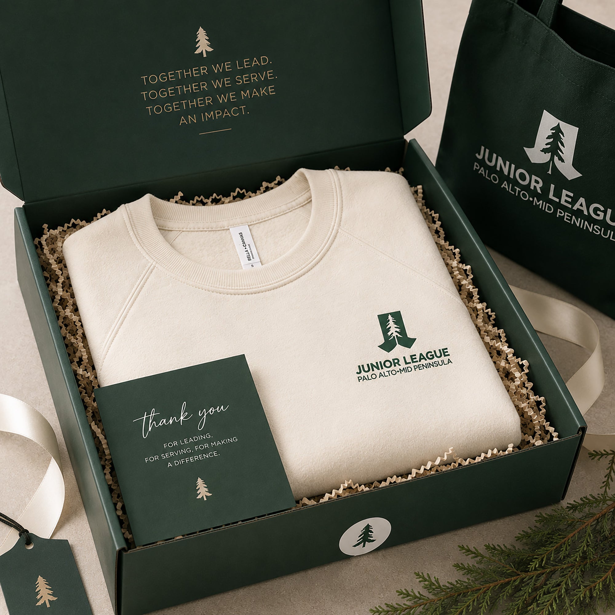 Natural raglan sweatshirt in gift box with chest logo