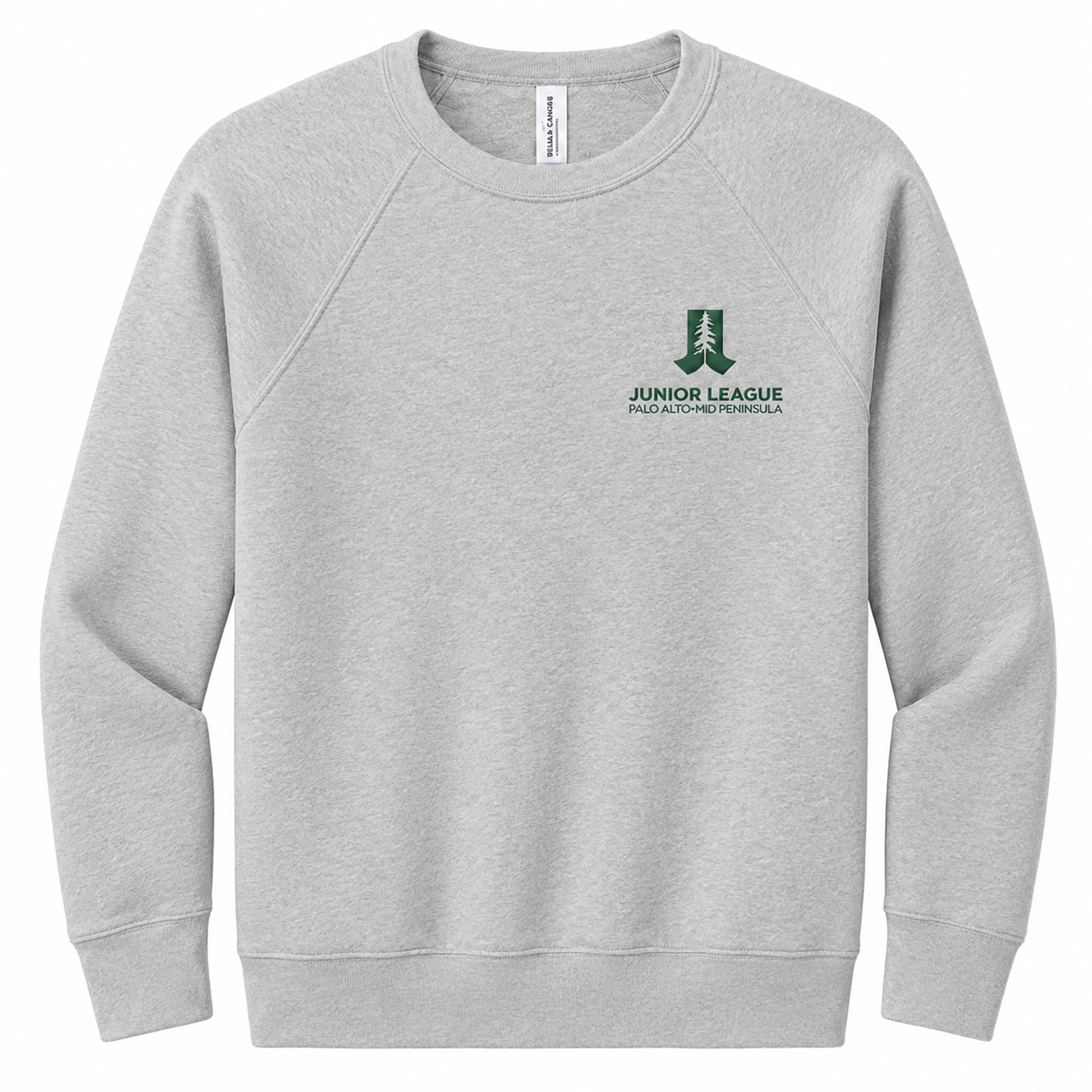 Light gray raglan sweatshirt with small chest logo