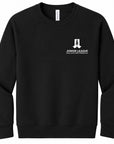 Black raglan sweatshirt with small chest logo