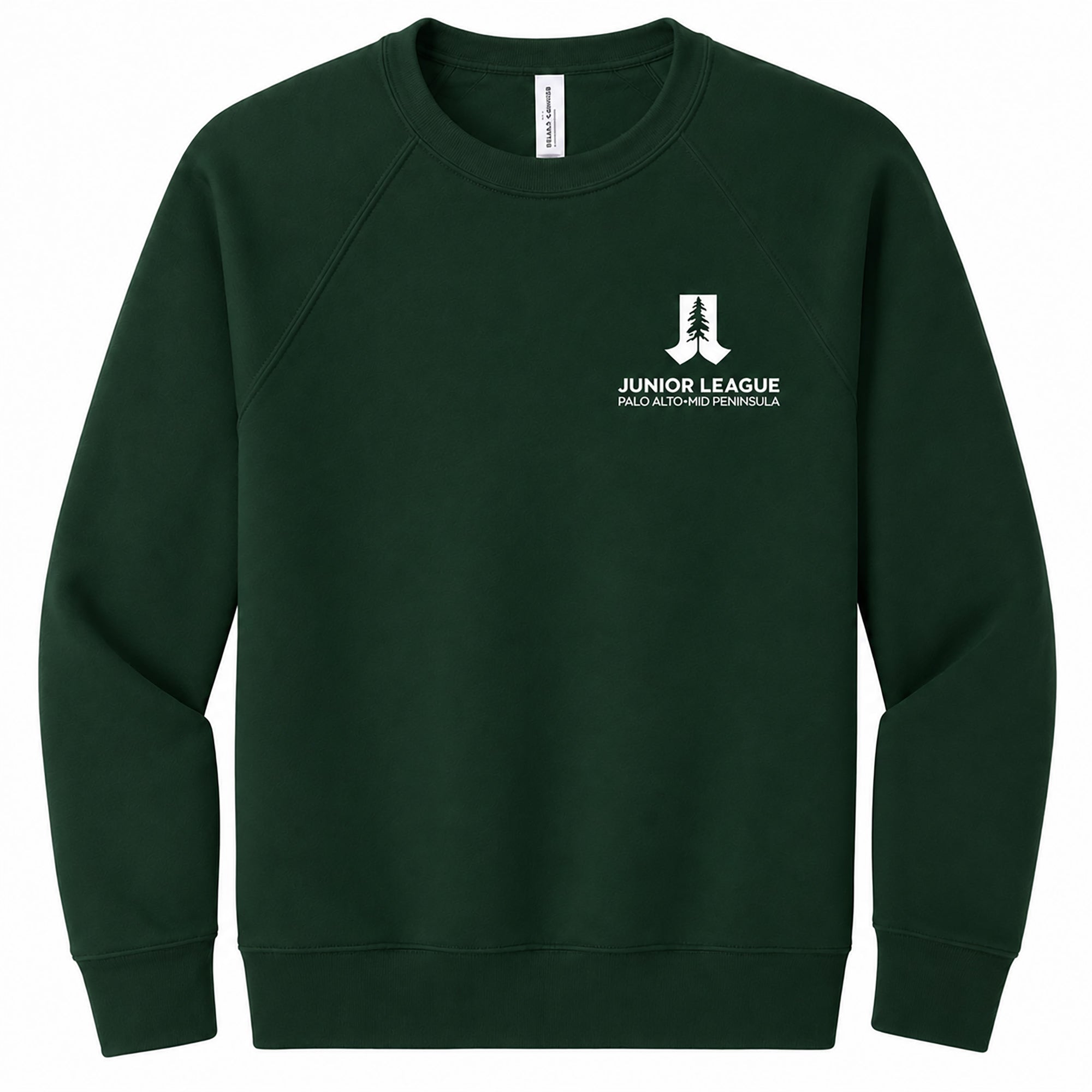 Forest green raglan sweatshirt with small chest logo