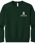 Forest green raglan sweatshirt with small chest logo