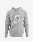 Gray pullover hoodie with tiger graphic, hood and kangaroo pocket