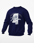 Navy crewneck sweatshirt with front bulldog graphic print