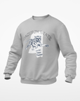 Light gray crewneck sweatshirt with front bulldog graphic print