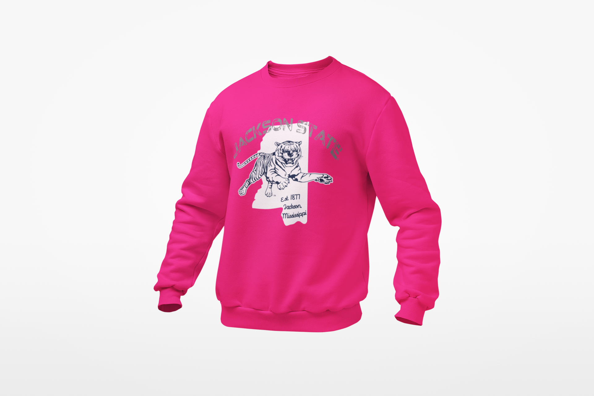 Pink crewneck sweatshirt with front bulldog graphic print