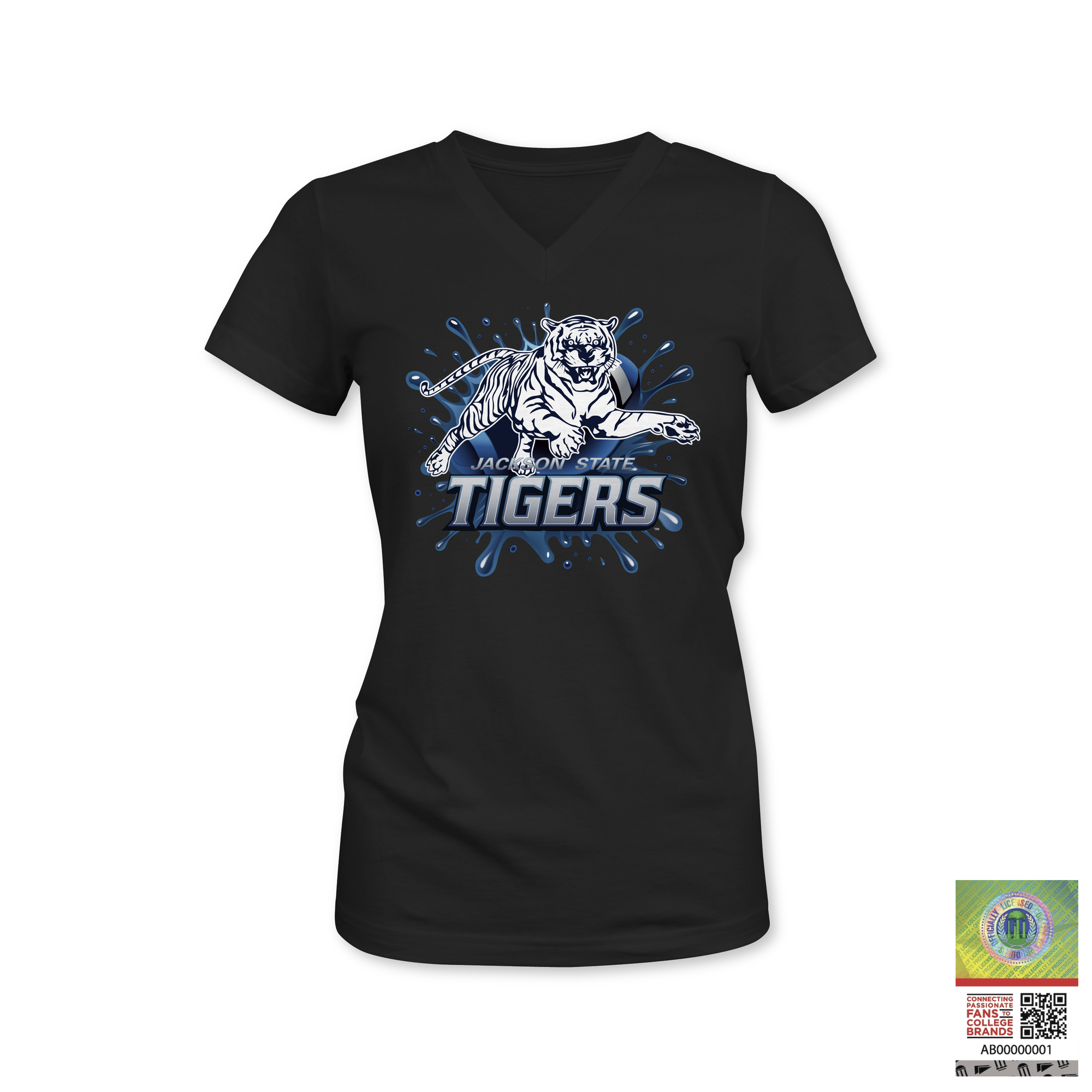 Short sleeve t-shirt in black with Tiger mascot graphic and “TIGERS” logo on chest